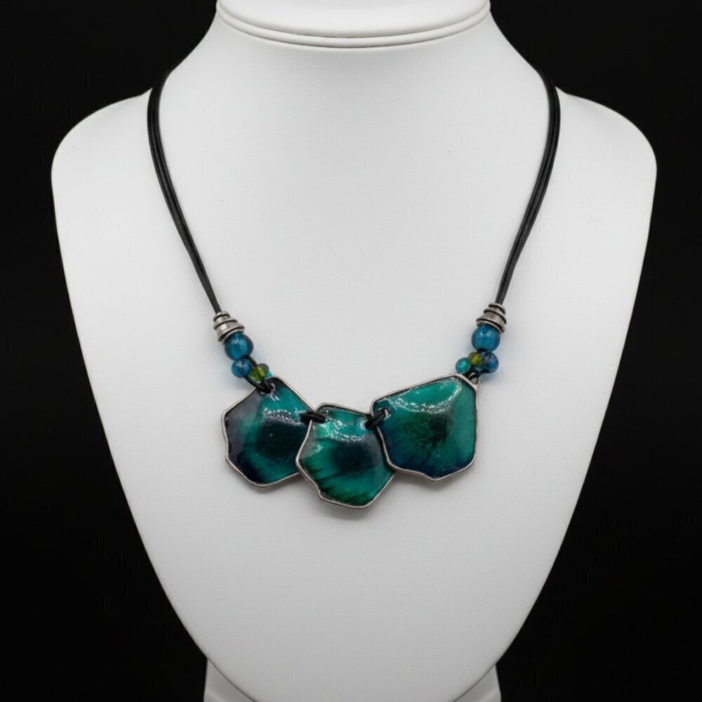 Chico's Green and Blue Hexagonal Necklace